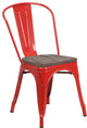 Red Metal Stackable Chair With Wood Seat