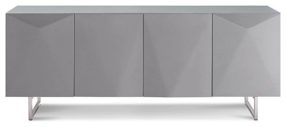 HomeRoots 79" X 18" X 32" Gray White Metal Buffet