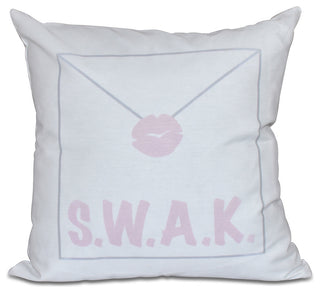 Valentine Print Pillow, Pale Pink, 16"x16"