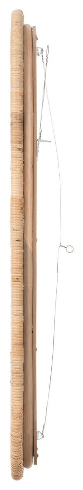 Hinata Rectangular Decoative Rattan Wall Mirror, Natural, 24x36