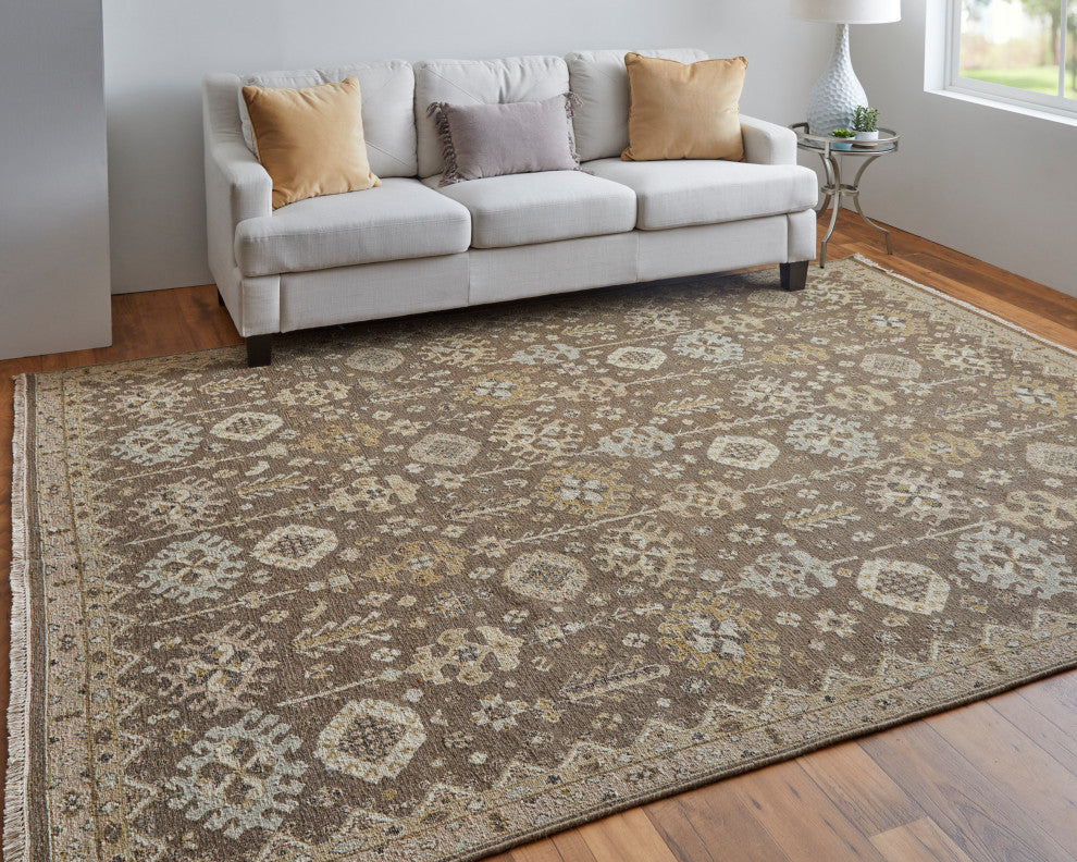 Aleska Traditional Oriental, Brown/Ivory, 2'6"x10' Runner