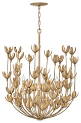 Flora Six Light Chandelier, Burnished Gold
