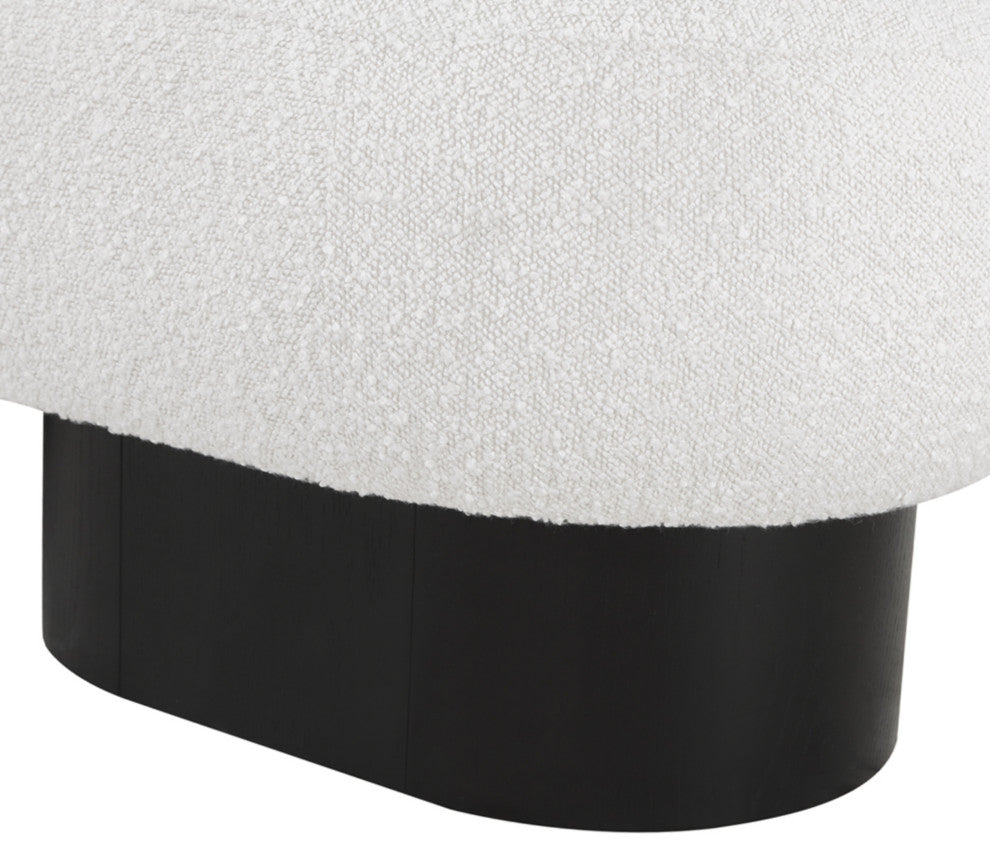 Robertson Boucle Fabric Upholstered Bench, Cream, Black Finish