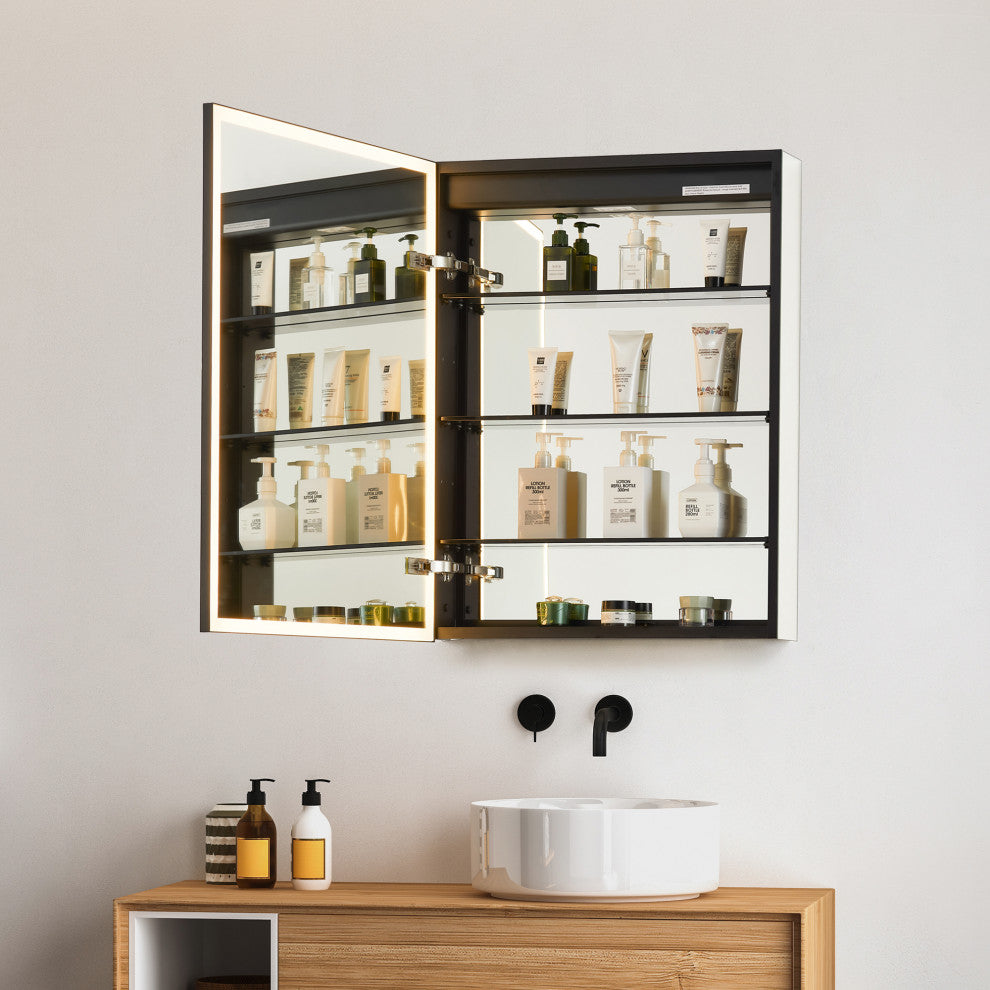 Fenice Surface-Mount/Reccessed LED Lighted Bathroom Medicine Cabinet, 24"