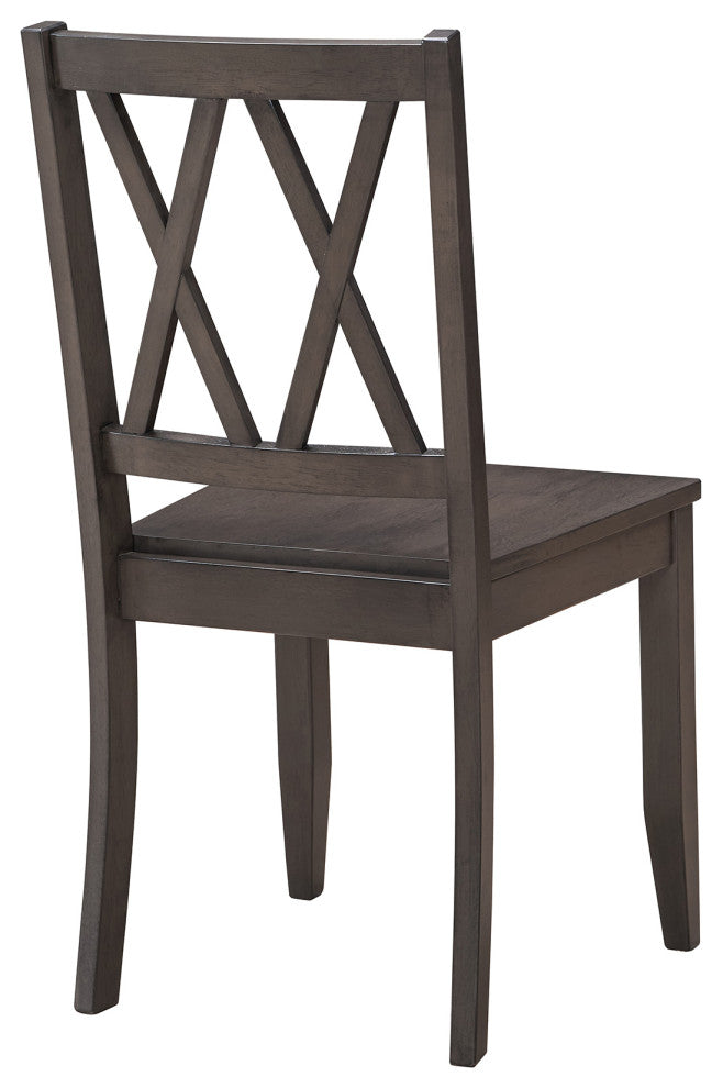 Set of 2 Double-X Back Wood Chairs, Gray
