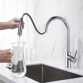 Circular Single Handle Pull Down Kitchen Faucet, Chrome
