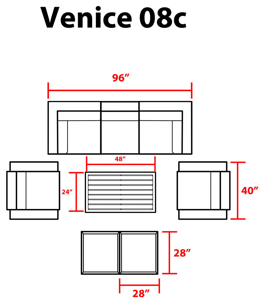 Venice 8 Piece Outdoor Wicker Patio Furniture Set 08c