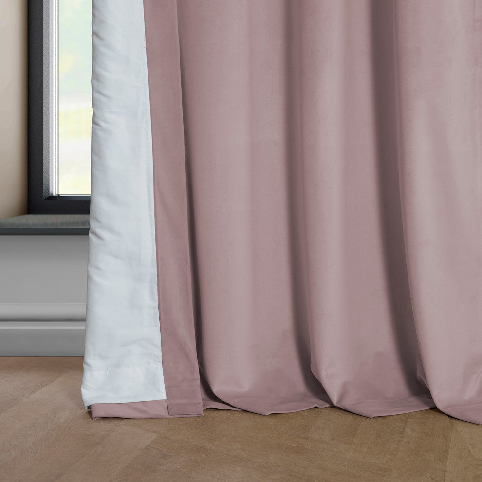 Heritage Plush Velvet Curtain Single Panel, Ballet Pink, 50"x84"