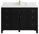Sonoma 48 Single Sink Reeded Bath Vanity in Black 2" Calacatta Nuvo