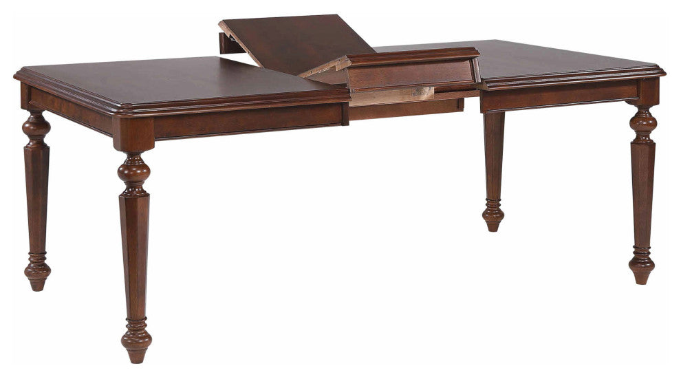 6-Piece 76" Extendable Butterfly Dining Table Set, Chestnut Brown Wood