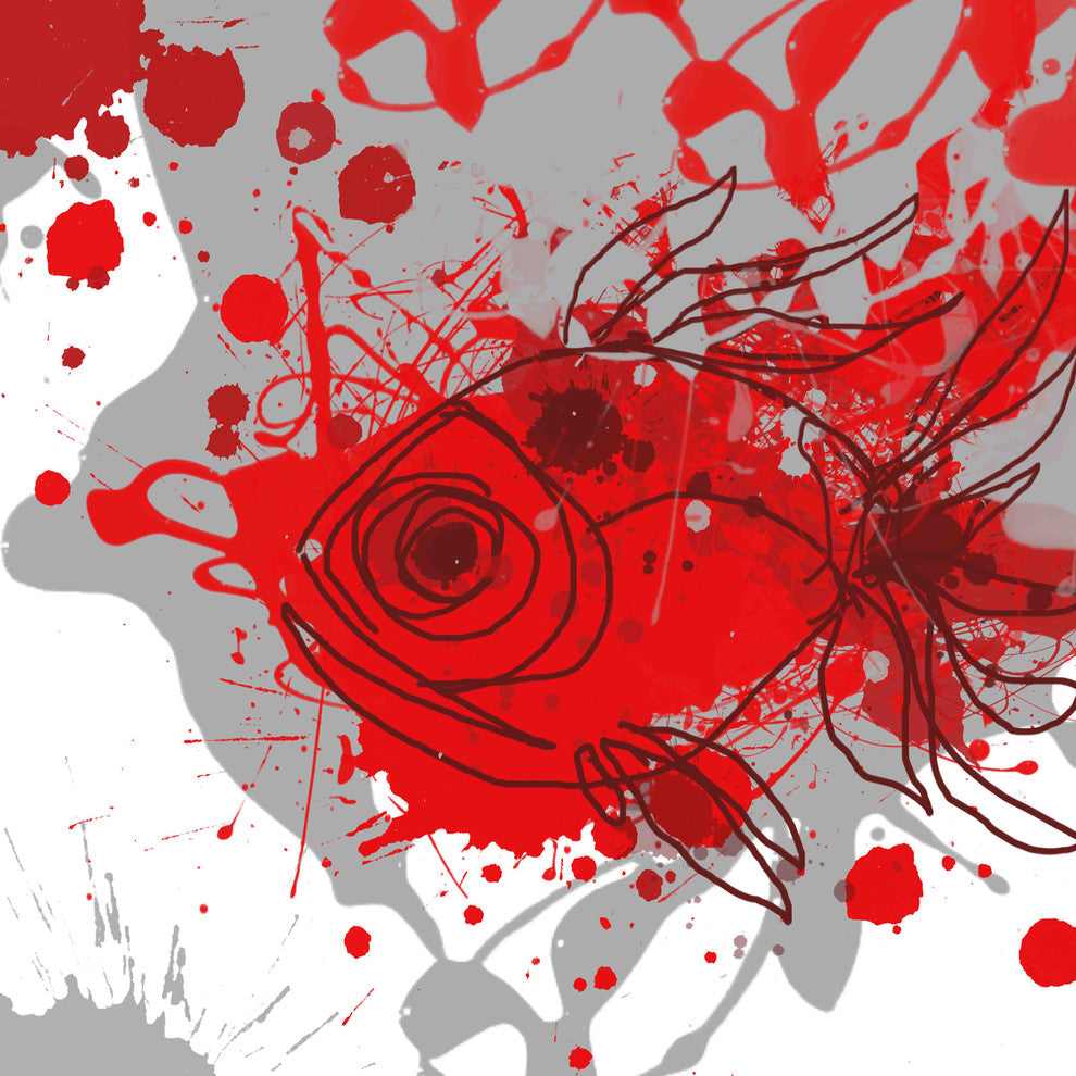 "Grey Red Fish" Painting Print on Canvas by Irena Orlov
