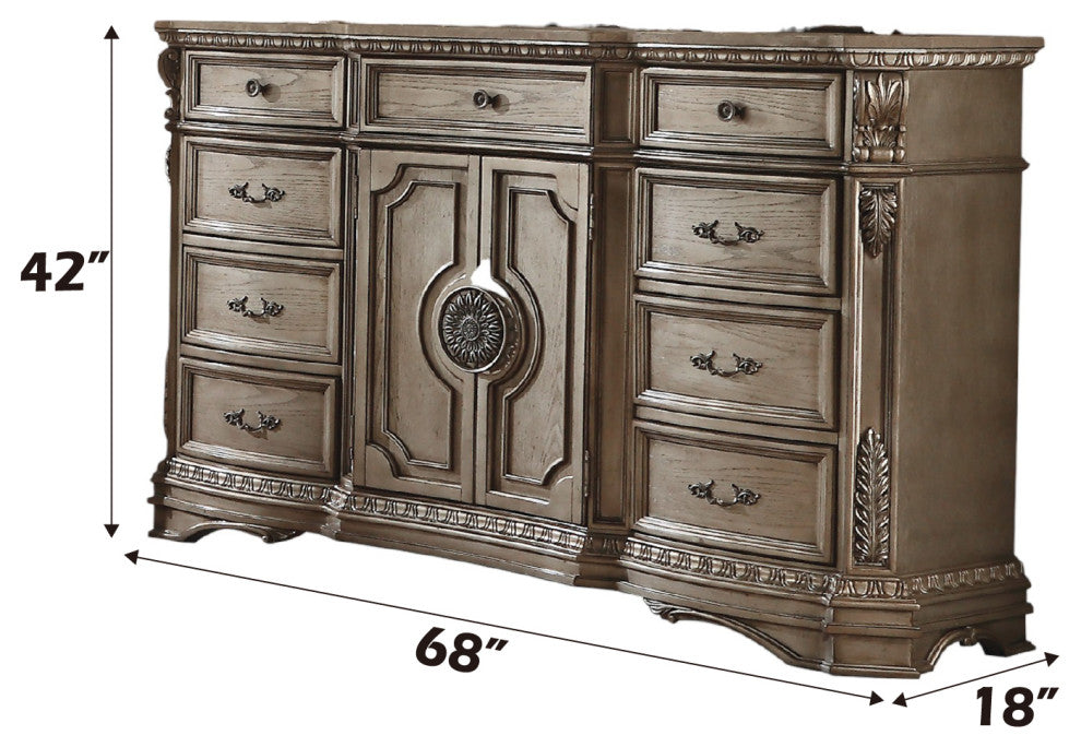 ACME Northville Dresser with Wooden Top, Antique Champagne
