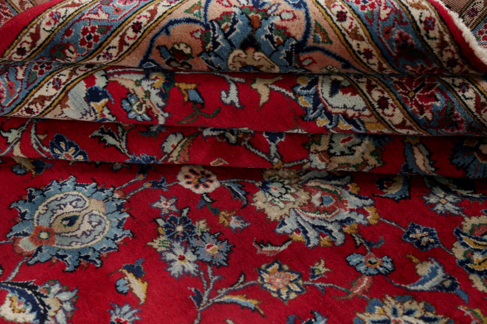 Consigned, Vintage-Style Oriental Handmade Persian Wool Area Rug, Red, 10x13