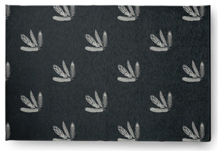 Feather Pattern Fall Design Chenille Area Rug, Black, 4'x6'
