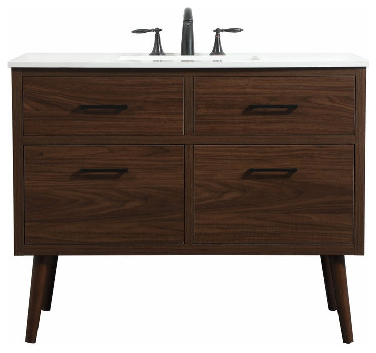 Home Living 22" Midcentury Modern Walnut-Light Bathroom Vanity