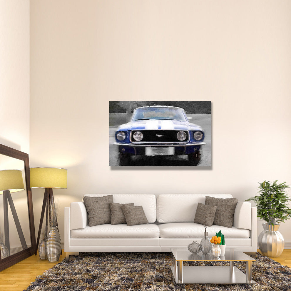 "1968 Ford mustang Front End Watercolor" Fine Art Print