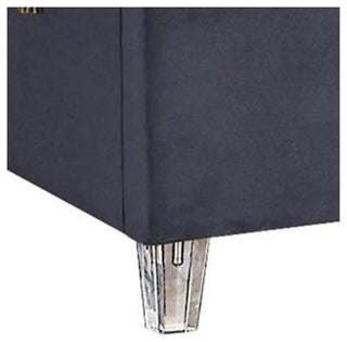 Maklaine Modern 65'H x 44'W x 81'D Solid Wood Tufted Velvet Twin Bed in Gray