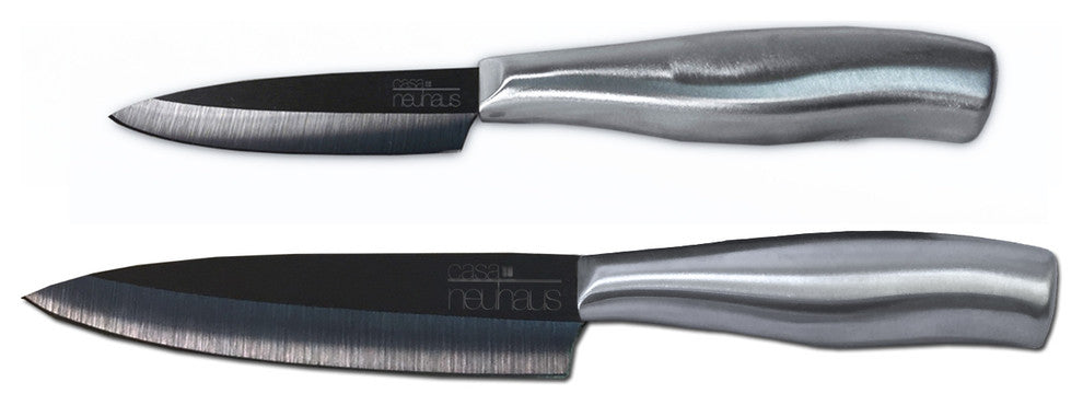 Casa Neuhaus Knives Set - 3 Inch Paring & 5 Inch Utility Black Ceramic Blade