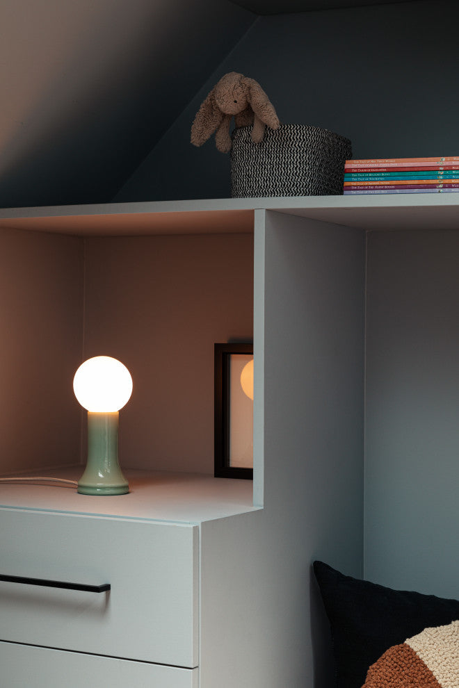 Shore Table Lamp Sea Green with G95 LED Bulb