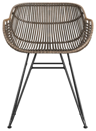 Ryanne Arm Dining Chair - Dark Rattan/Black