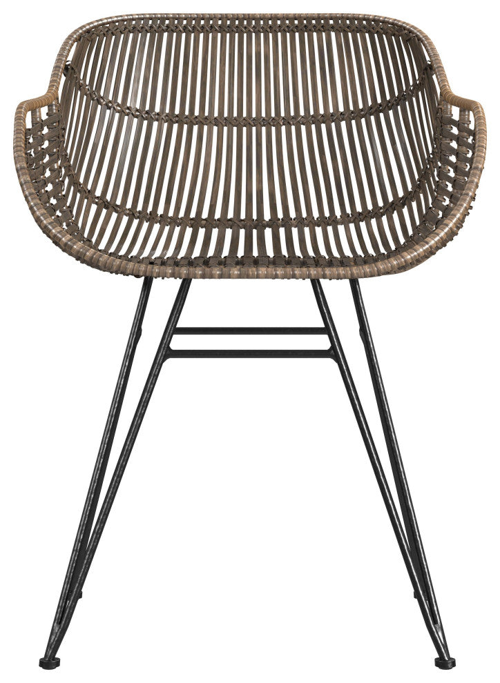 Ryanne Arm Dining Chair - Dark Rattan/Black