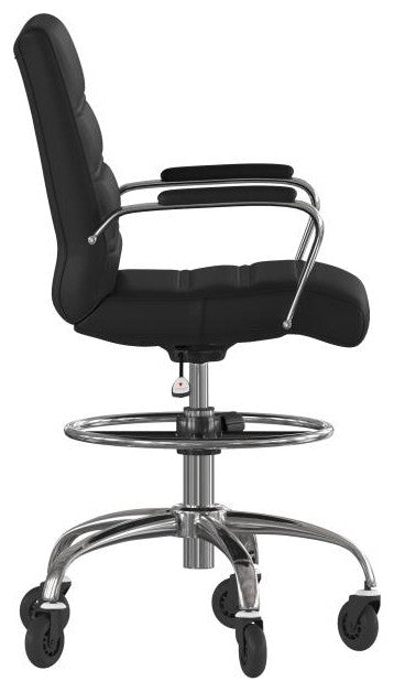 Lexi Mid-Back Drafting Chair with Adjustable Foot Ring, Black