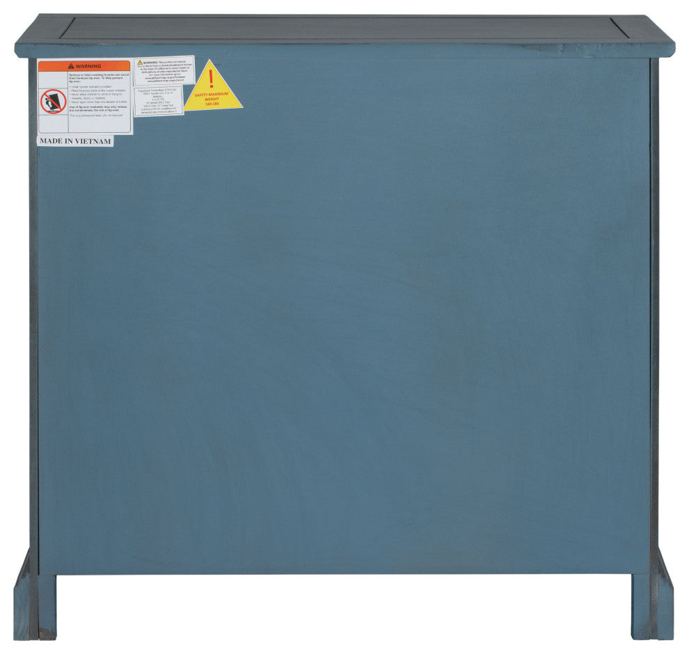 Wood Double Decorative Mirror Door Accent Cabinet, Blue, 30" X 14"