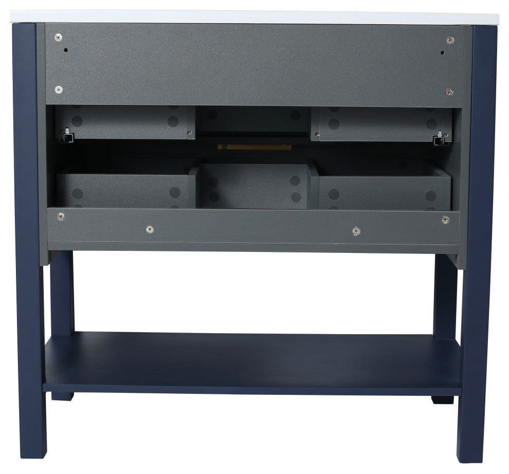 BNK 36" Freestanding Bathroom Vanity With 2 Soft-Close Drawers, 1 Shelf, 36"x18"