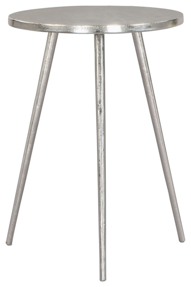 Sofa Side Table, Round, Aluminum, Metal, Silver, Lounge Cafe Lobby Hospitality