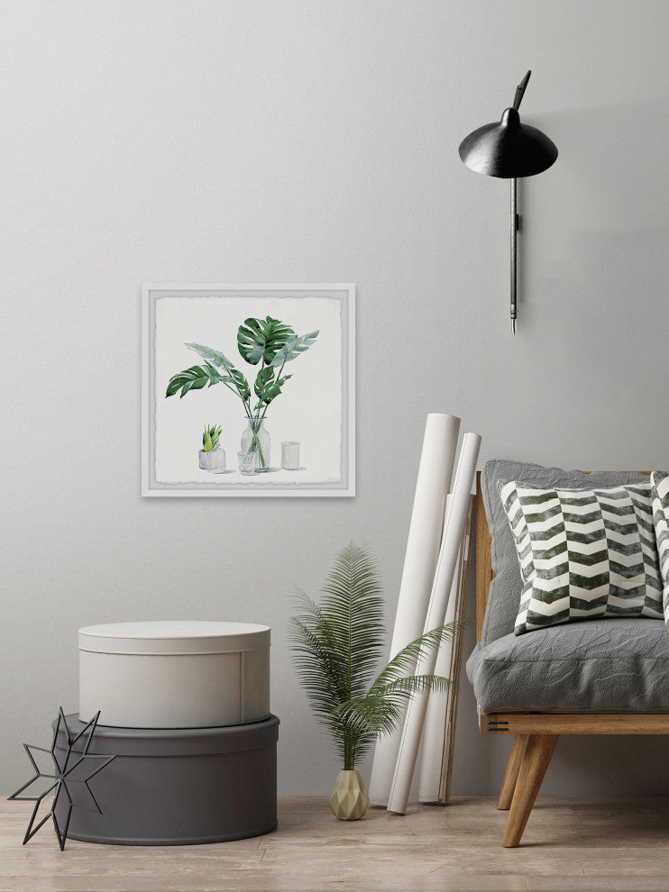"Monstera Leaf, Glass" Framed Painting Print
