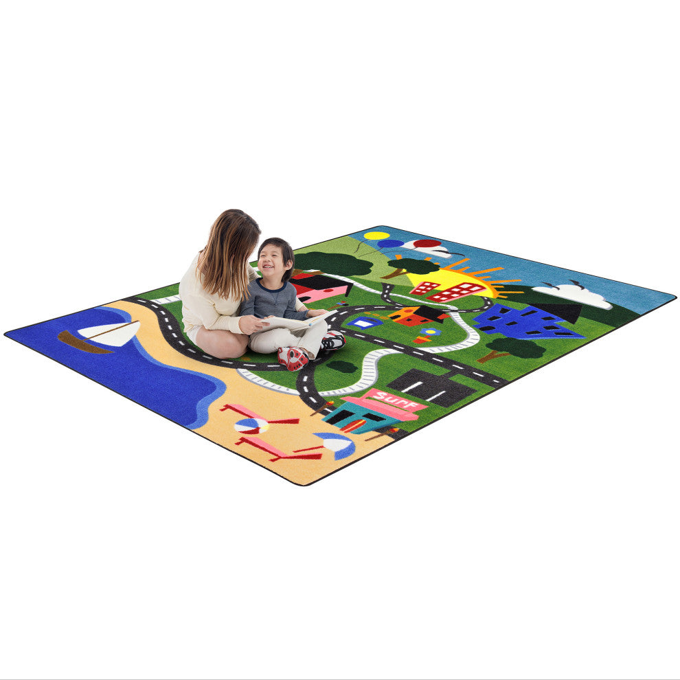 Kid Essentials Rug, Happy Town, 5'4"x7'8"