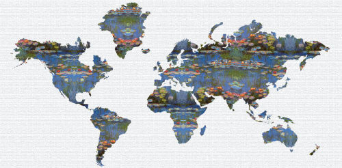 Studio Map Mural, Monet Waterlilies, Wallpaper, 8 Panels, 142"x69"