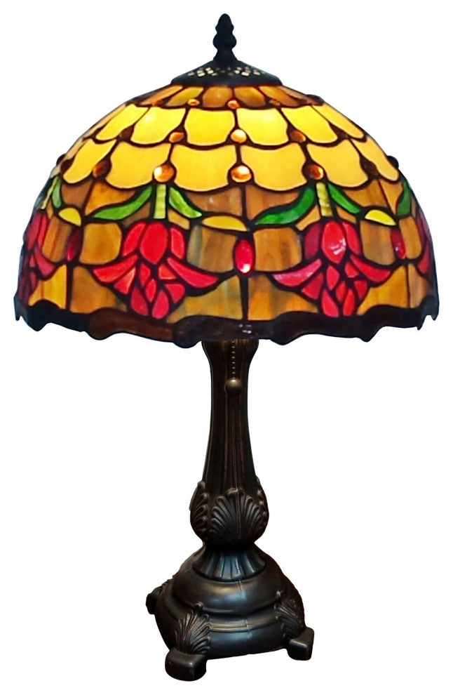 Amora Lighting AM1094TL12B Tiffany Style Tulips Table Lamp 19 Inches Tall