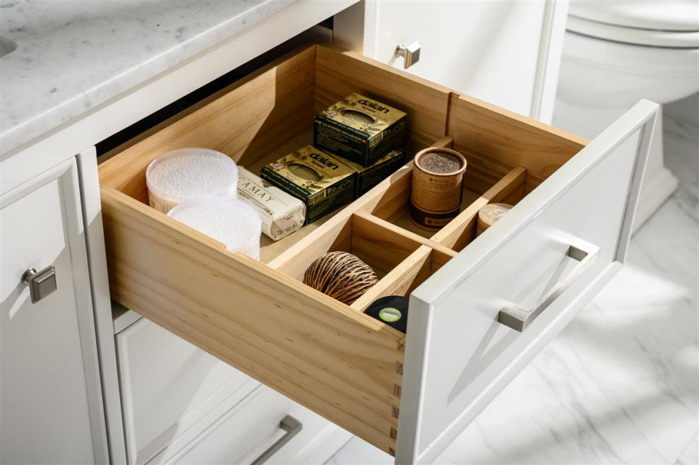60" Double Sink Vanity Cabinet, Carrara White Top, White