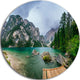 Lake Between Mountains, Landscape Photo Round Wall Art, 11"
