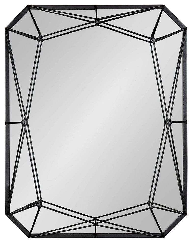 Modern Glam Geometric Shaped Metal Accent Wall Mirror, Black