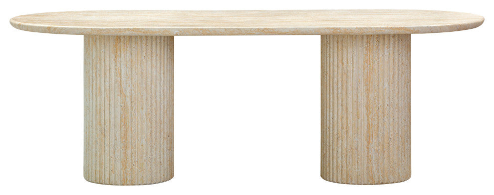 Brut Indoor/Outdoor Dining Table, Travertine