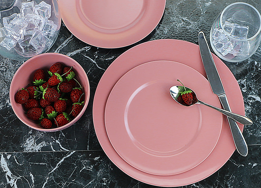 6-Piece Melamine Dinner Plate Set, Pink