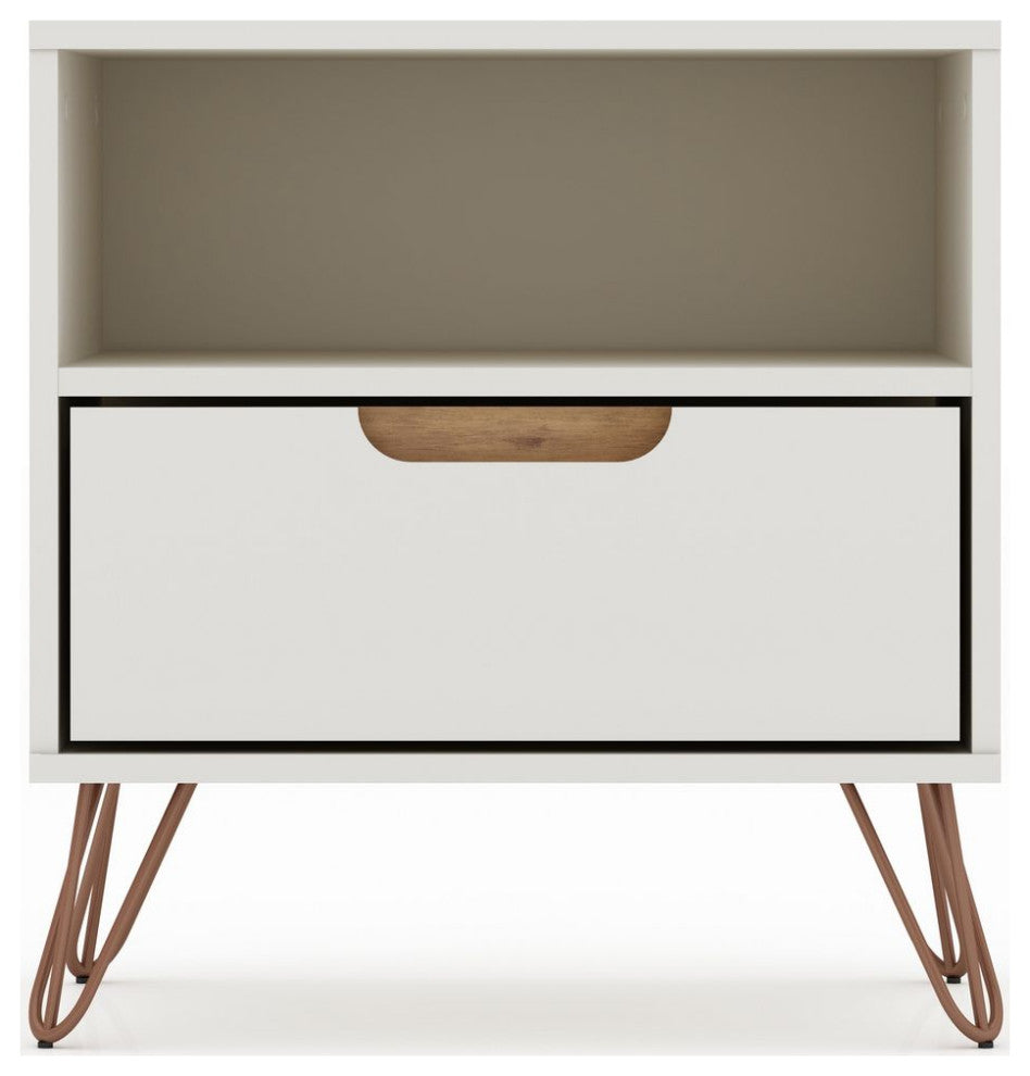 Rockefeller 1.0 Nightstand, Off White and Nature