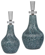Uttermost 17842 Almera 7-1/2"W Ceramic and Crystal Bottles - Set - Dark Teal /