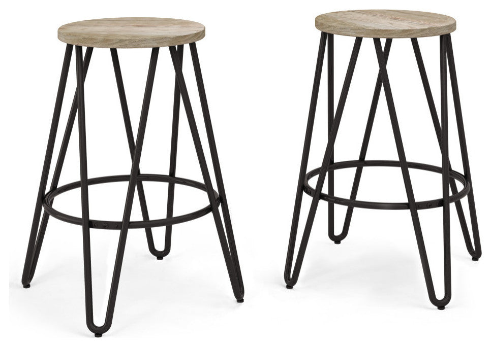 Simeon 24 inch Metal Counter Height Stool with Wood Seat