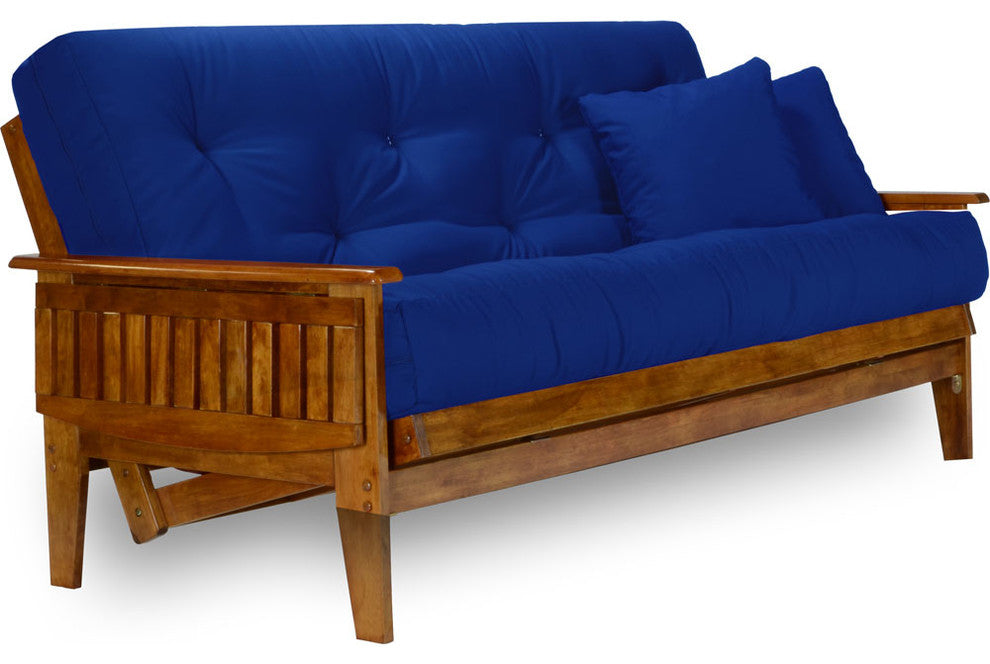 Eastridge Futon Set, Frame, 8" Mattress, Royal Blue, Queen