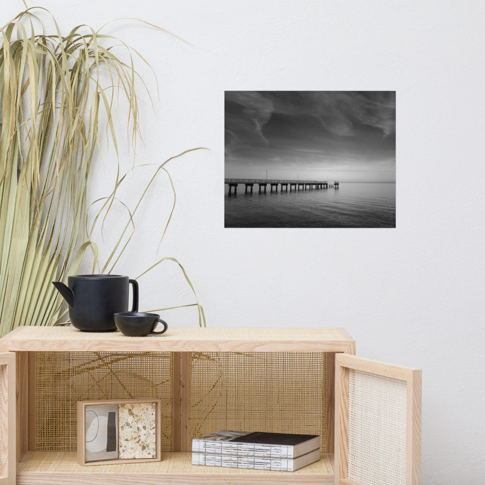 End of the Pier Landscape Photo, Beach Unframed Wall Art Print, 16" X 20"