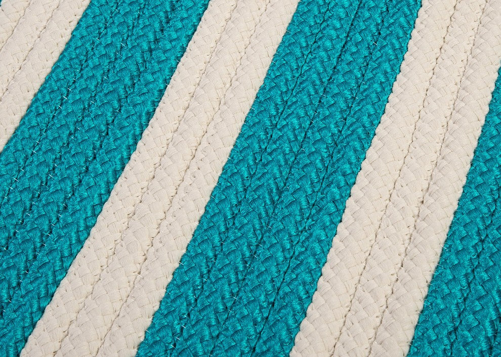 Stripe It TR49 Turquoise Indoor/Outdoor Area Rug, Rectangular 8'x11'