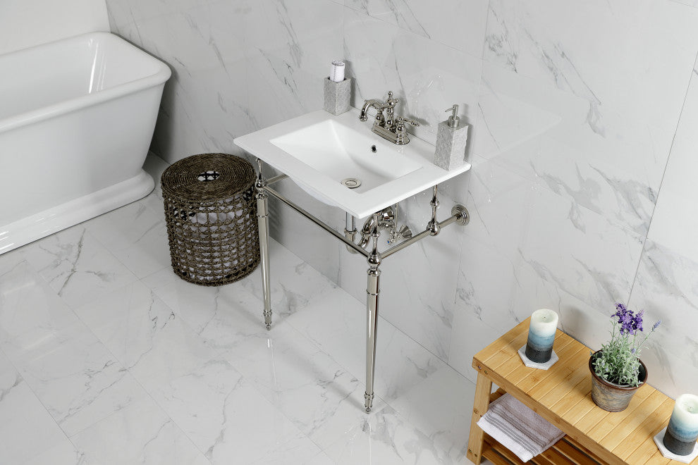 Fauceture KVPB24187W4PN 24" Console Sink, Legs, 4", 3 Hole