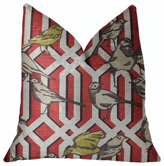Bird Forest Multicolor Luxury Throw Pillow, 20"x30" Queen