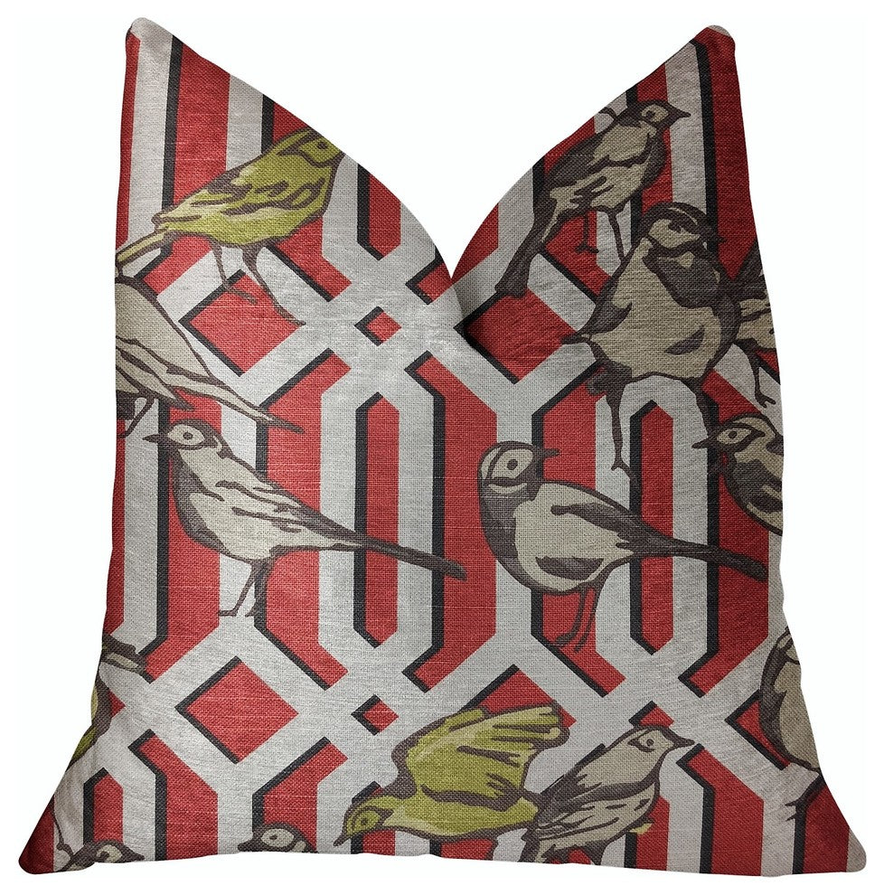 Bird Forest Multicolor Luxury Throw Pillow, 20"x30" Queen