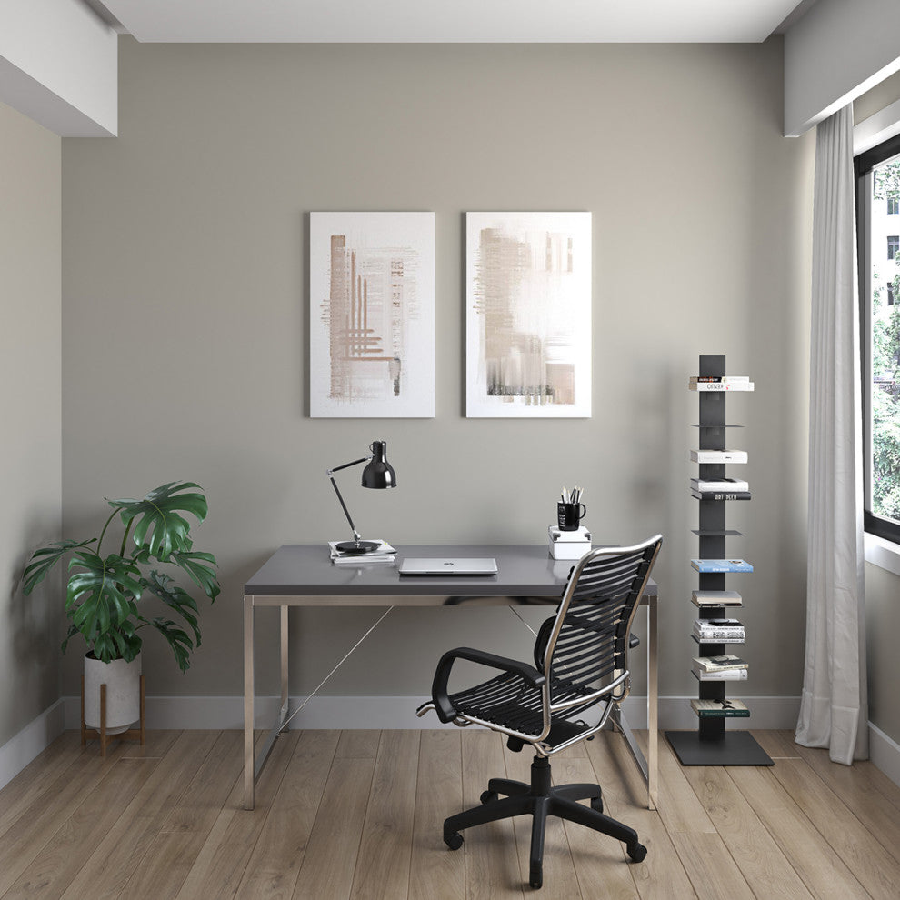 Gilbert Desk, Black With Chrome Steel Frame
