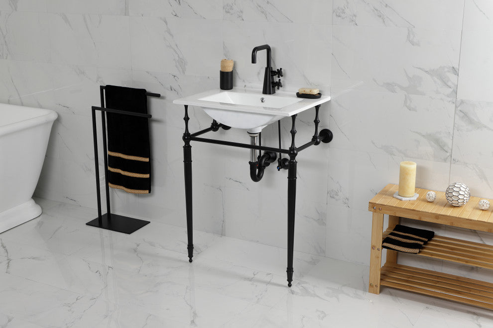 Fauceture KVPB24187W1MB 24" Console Sink, Legs, Single Hole