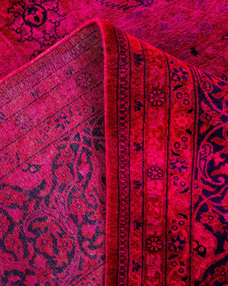 Overdyed, One-of-a-Kind Hand-Knotted Area Rug Pink, 8'1"x14'1"